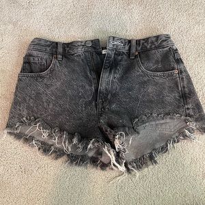 PACSUN high rise festival jean. Dark gray/washed black with distressed bottoms